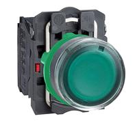 Schneider Electric - Harmony bt-pous lumineux vert Ø22 - impulsion - 24V - 1O+1F - XB5AW33B5
