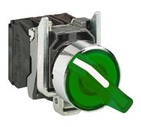 Schneider Electric - Harmony Xb4 - Bouton à Manette Lumin - 22 - 3 Pos Fix - Vert - 1o+1f - 24v