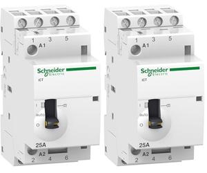 Schneider Electric iCT MAN 25A 4NA 230/240Vca Blanc (Lot de 2)