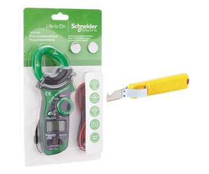 Schneider Electric IMT23214 Pince de Mesure ampèremétrique Pinza amperimetrica digital & JOKARI 10282 Couteau à dégainer, Jaune Multicolore