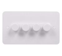 Schneider Electric lisse 4-gang 2 voies Poussoir Variateur d'intensité 250 W/250va, Blanc