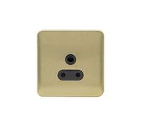 Schneider Electric Lisse Screwless Deco GGBL3080BSB Prise de courant simple sans interrupteur, broche ronde, 5 A, laiton satiné avec insert noir