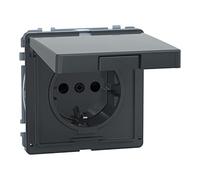 Schneider Electric Merten MEG2310-7214 Prise Schuko avec couvercle à charnière, protection anti-contact, bornes enfichables, design aqua, anthracite