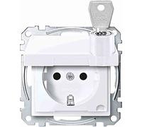 Schneider Electric Merten MEG2315-0325 Prise SCHUKO avec couvercle à charnière, prise de contact de protection, verrouillable, différentes fermetures, BRS, bornes enfichables, blanc actif brillant,