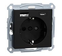 Schneider Electric Merten MEG2367-0403 Prise Schuko USB A et -C Système M en matériau recyclé Noir mat