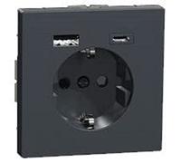 Schneider Electric Merten MEG2367-6034 Prise Schuko avec port USB type A+C, design système, anthracite, référence MEG2367-6034