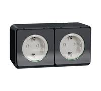 Schneider Electric – Prise de courant Mureva Styl MUR36030 – Schuko triple 16A IP55 IK08 gris