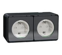Schneider Electric – Prise de courant Mureva Styl MUR36030 – Schuko triple 16A IP55 IK08 gris