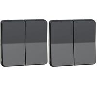Schneider Electric - Mureva Styl - Double bouton poussoir - composable - IP55 - IK07 - gris - MUR35326 (Lot de 2)