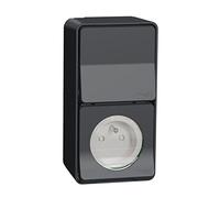 Mureva Styl - Prise courant 2P+T+va et vient verti. - saillie - IP55 IK08 - gris - SCHNEIDER ELECTRIC - MUR36025