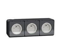 Mureva Styl - Triple PC 2P+T horiz. précâblée - saillie - IP55 - IK08 - gris - SCHNEIDER ELECTRIC - MUR36037