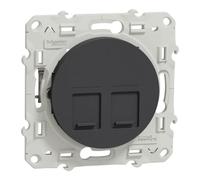 Schneider Electric - Odace, prise double RJ45 Anthracite, grade 3 (multimédia) cat. 6 STP, à vis - S540486