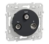 Schneider Electric - Odace, prise TV/FM/SAT Alu, 1 entrée, à vis - S530461