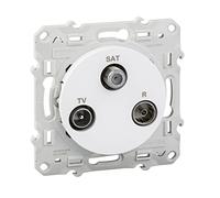 Schneider Electric - Odace, prise TV/FM/SAT Blanc, 2 entrées TV/FM et SAT, à vis - S520460