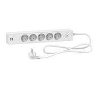 Schneider Electric - Bloc multiprise 5 prises 2P+T + 2 USB - Blanc - Schneider Blanc G