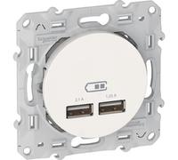 Prise chargeur USB - 2 x USB - Blanc - Odace SCHNEIDER