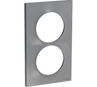 Schneider Electric - Odace Styl, plaque Alu 2 postes verticaux entraxe 57mm - Aluminium - S520714E