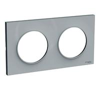 Plaque STYL grise ODACE 2 postes horizontal/vertical entraxe 71mm - SCHNEIDER - S520704A1