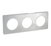 Schneider Electric - Plaque De Finition 3 Postes 6 Modules Alu Brossé Croco Liseré Gris Alu H-v Entraxe 71mm Série Odace Touch Schneider