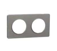 Plaque de finition 2 postes Schneider Electric Odace Touch S530804J coloris aluminium avec liseré aluminium l.156 x P.10 x H.85 mm