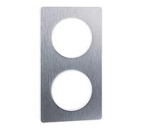 Schneider Electric - Odace Touch, plaque Aluminium brossé liseré Blanc 2 postes horiz./vert. 71mm - S520804J