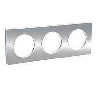Plaque de finition 3 postes Odace Touch Aluminium liseré blanc Schneider