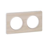 Schneider Electric Plaque Odace Touch Bois nordique liseré blanc 2 postes H/V 71mm S520804M