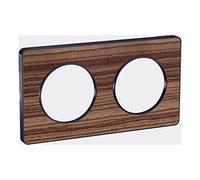 Schneider Electric - Odace Touch, plaque Bois Zeb. avec liseré Anth. 2 postes horiz/vert entraxe 71mm - S540804P4