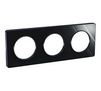 Plaque Odace Touch - Aluminium brillant fumé avec liseré anthracite - Triple horizontale et verticale