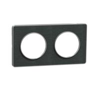 Schneider Electric - Odace Touch - PLQ Kvadrat Ombre/Alu 2 postes horiz. ou vert. entraxe 71mm - S530804KB