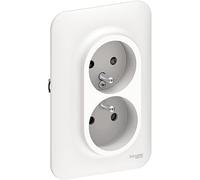 Schneider Electric - Ovalis - double prise de courant - 2P+T - rénovation pour boîte simple Blanc - S261089