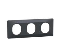 Schneider Electric - Ovalis - Plaque de finition - 3 postes Horizontal - entraxe 71 mm - Anthracite - S340706