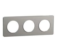 Schneider Electric - Plaque De Finition 3 Postes 6 Modules Alu Brossé Croco Liseré Gris Alu H-v Entraxe 71mm Série Odace Touch Schneider