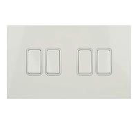 Schneider Electric Plaque plate sans vis ultime - Interrupteur à bascule 4 interrupteurs bidirectionnels, unipolaire, 16AX, GU1442WPW, peint en blanc avec insert blanc