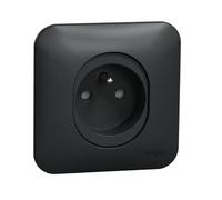 Schneider Electric - Prise 2P+T 16A anthracite complete avec support et plaque bornes auto Vis/Griffe Ovalis