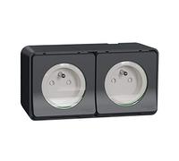 Mureva Styl - Prise courant 2P+T+va et vient verti. - saillie - IP55 IK08 - gris - SCHNEIDER ELECTRIC - MUR36025