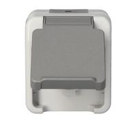 Schneider Electric Prise Schuko MEG2301-8029, Gris Clair, Aquastar, 1 x Steckdose 1 F mit Deckel