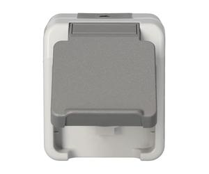 Schneider Electric Prise Schuko MEG2301-8029, Gris Clair, Aquastar, 1 x Steckdose 1 F mit Deckel