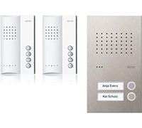 Schneider Electric Ritto Acero Pure Kit Mains Libres pour 2 Maisons familiales, Acier Inoxydable/Blanc, référence RGE1818425