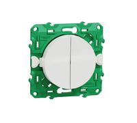 Schneider Electric - Interrupteur double Odace S520114 - Sans fil et sans pile - Blanc