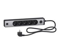 Schneider - Bloc multiprises 5 Prises 2P+T et 2 USB 1,5m - Noir et Aluminium