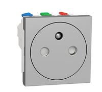 Schneider Electric - Unica - prise 2P+T - FR - 90° - affleurant - raccord rapide - Alu - méca seul - NU305230