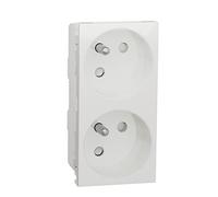 Schneider Electric - Prise double 2P+T Unica NU306918 - 45° FR, connexion rapide, 16A - Blanc