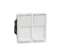 Schneider Electric - Unica - prise RJ45 double - cat 6 STP - 2 mod - Blanc - méca seul - NU342618
