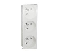 Schneider Electric – Prise triple Unica NU307918T – 2P+T spéciale goulotte – Blanc méca seul