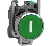 Schneider Electric XB4BA33115 Bouton poussoir, Harmony XB4, métal, 22 mm, vert, Marqué I, palpage, 1S, push-in Bouton-poussoir