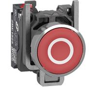 Schneider Electric XB4BA43225 Bouton poussoir, Harmony XB4, métal, 22 mm, rouge, Marqué O, palpage, 1Ö, push-in Bouton-poussoir
