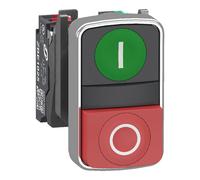 Schneider Electric XB4BL734155 Bouton-poussoir double, Harmony XB4, métal, 22 mm, vert, Rouge, marqué E/S, palpage, 1S+1Ö