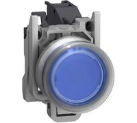 Schneider Electric XB4BP61GEX Bouton poussoir, Harmony XB4, métal, 22 mm, bleu, en saillie, sans inscription, palpant, avec