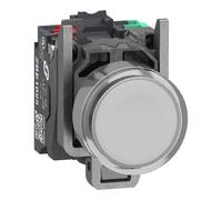 Schneider Electric XB4BW31B55 Bouton-poussoir lumineux, Harmony XB4, métal, 22 mm, blanc, Sans inscription, LED, calotte lisse
